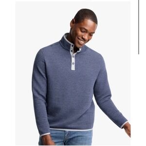 SOUTHERN TIDE RUTLAND HEATHER REVERSIBLE QUARTER SNAP PULLOVER NAVY GRAY SMALL